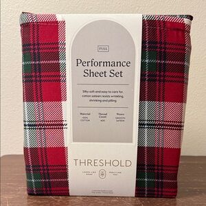 Threshold Full Red Plaid Performance Sheet Set
